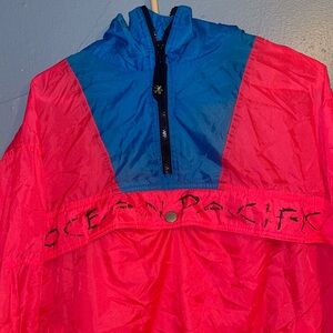 Multicolored Salmon Pink and Blue Ocean Pacific Windbreaker (Size Small)